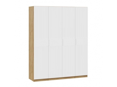 Шкаф комбинированный Хилтон с 4-мя дверями (Дуб Крафт золотой, Белый матовый)
